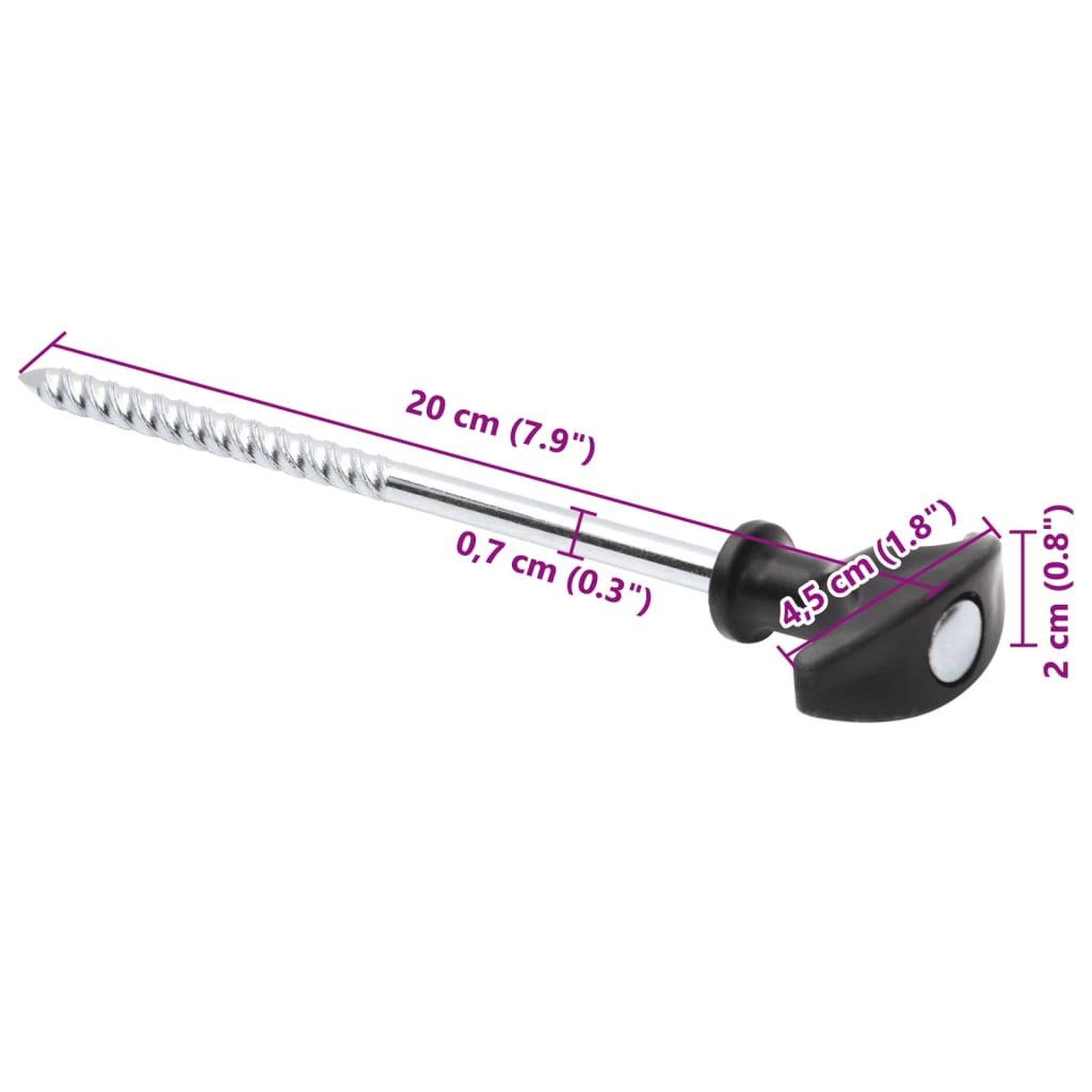 Voir la diapositive 6 : VIDAXL Piquets de tente 12 pcs 20 cm Ø7 mm acier galvanise