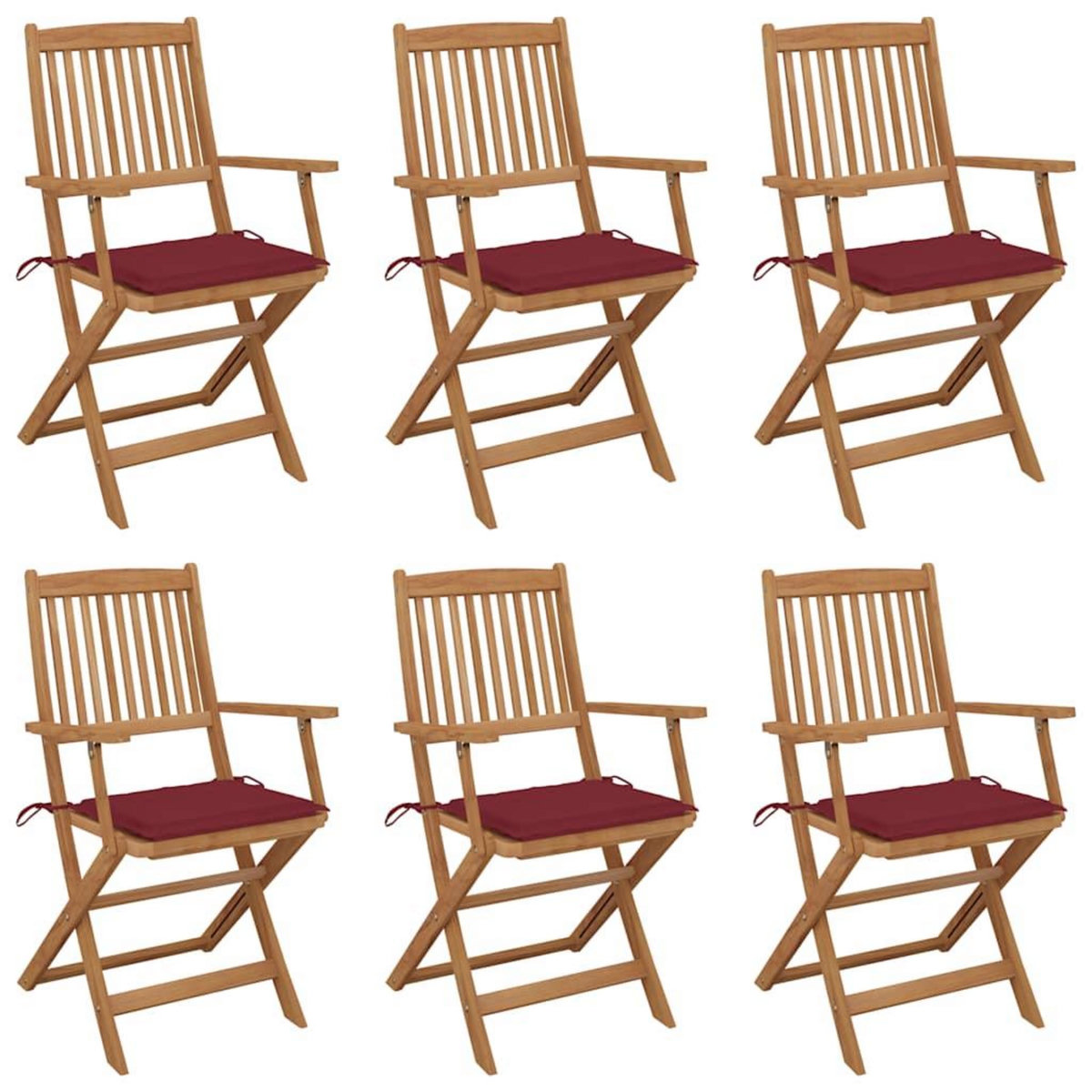 VIDAXL Chaises pliables de jardin lot de 6 avec coussins Bois d'acacia