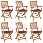 VIDAXL Chaises pliables de jardin lot de 6 avec coussins Bois d'acacia