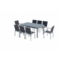 Ensemble table de jardin extensible en acacia blanchi 160/210 cm + 8 chaises  pliantes - Sydney - Homifab