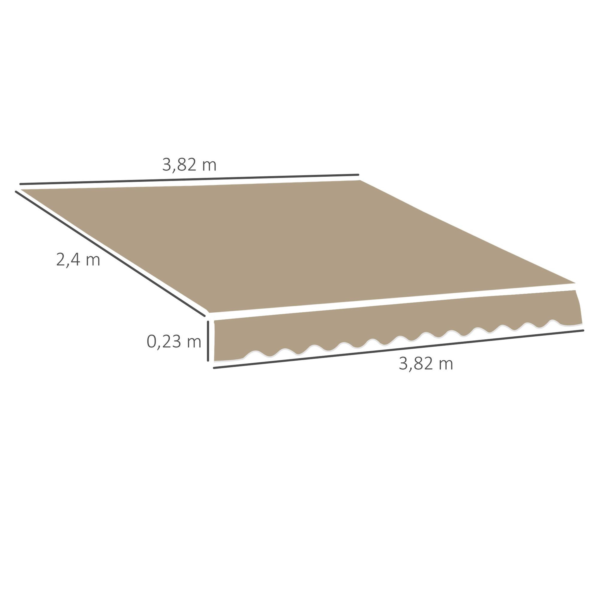 Voir la diapositive 3 : OUTSUNNY Toile de rechange store banne - lambrequin vagues douces - polyester haute densité 280 g/m² anti-UV dim. 3,82L x 2,4l (avancée) m café latte