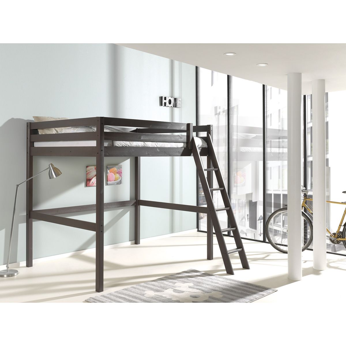 Lit mezzanine en pin massif  140x200 cm CED