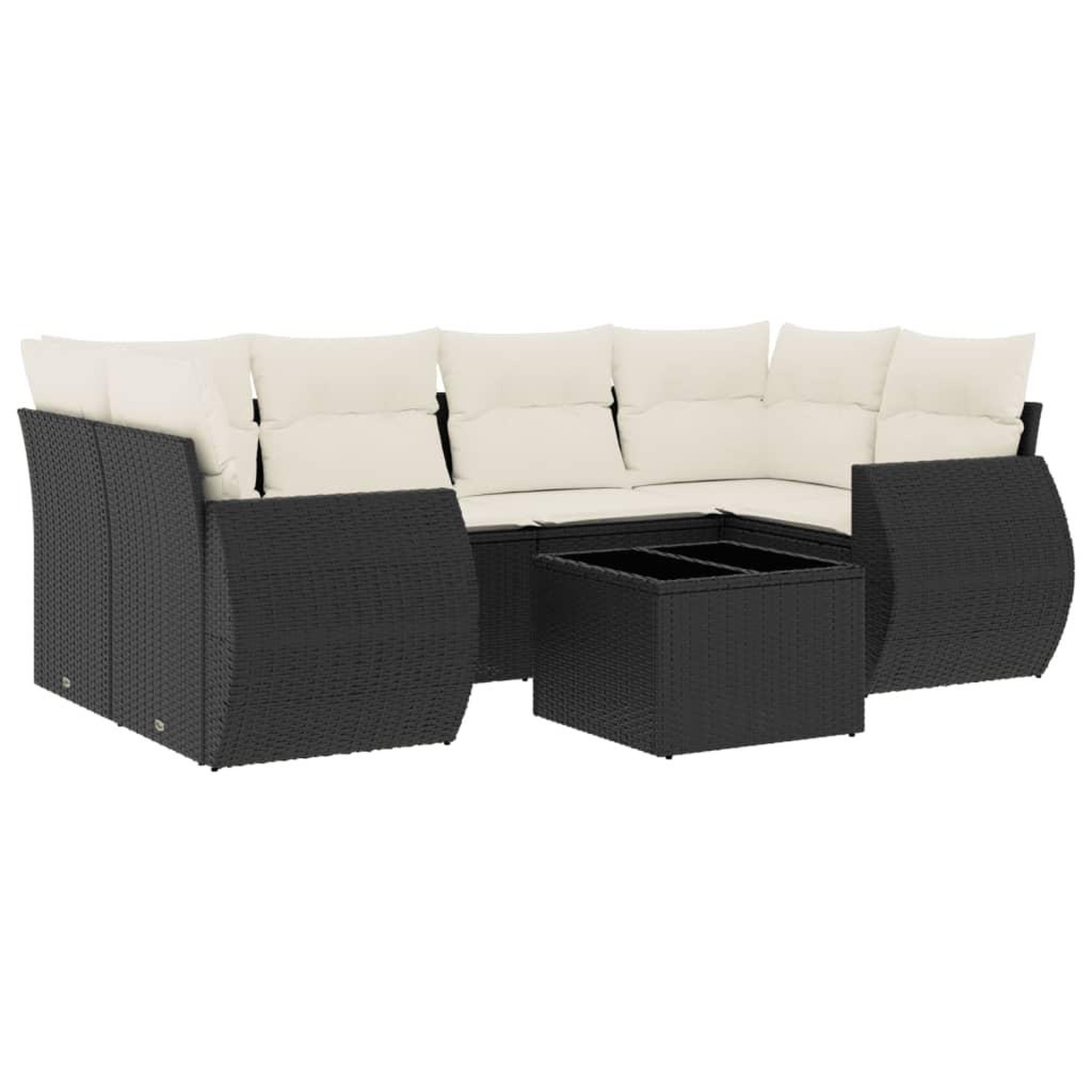 Voir la diapositive 2 : VIDAXL Salon de jardin 7 pcs avec coussins noir resine tressee