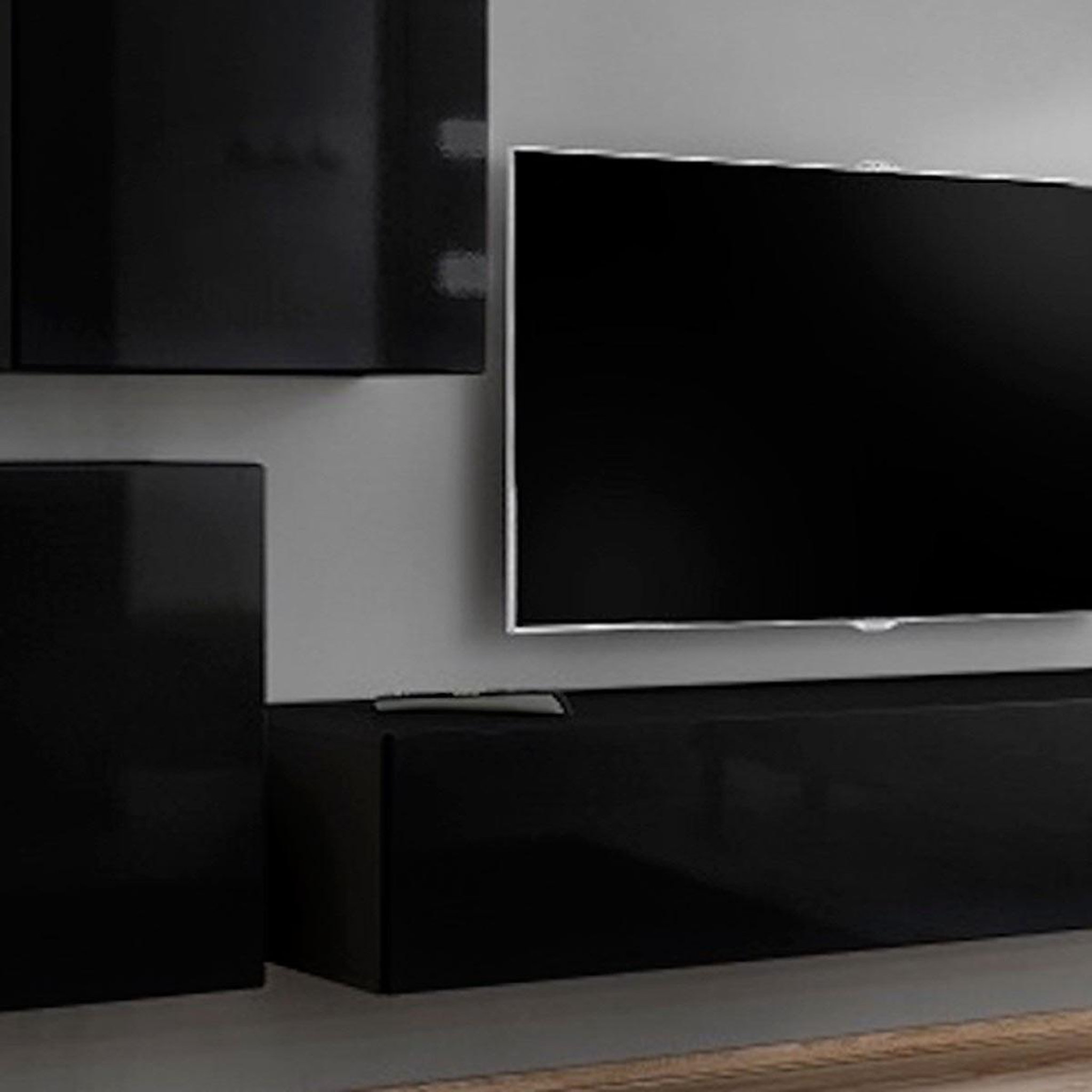 Voir la diapositive 2 : Paris Prix Meuble TV Mural Design  Switch V  250cm Noir