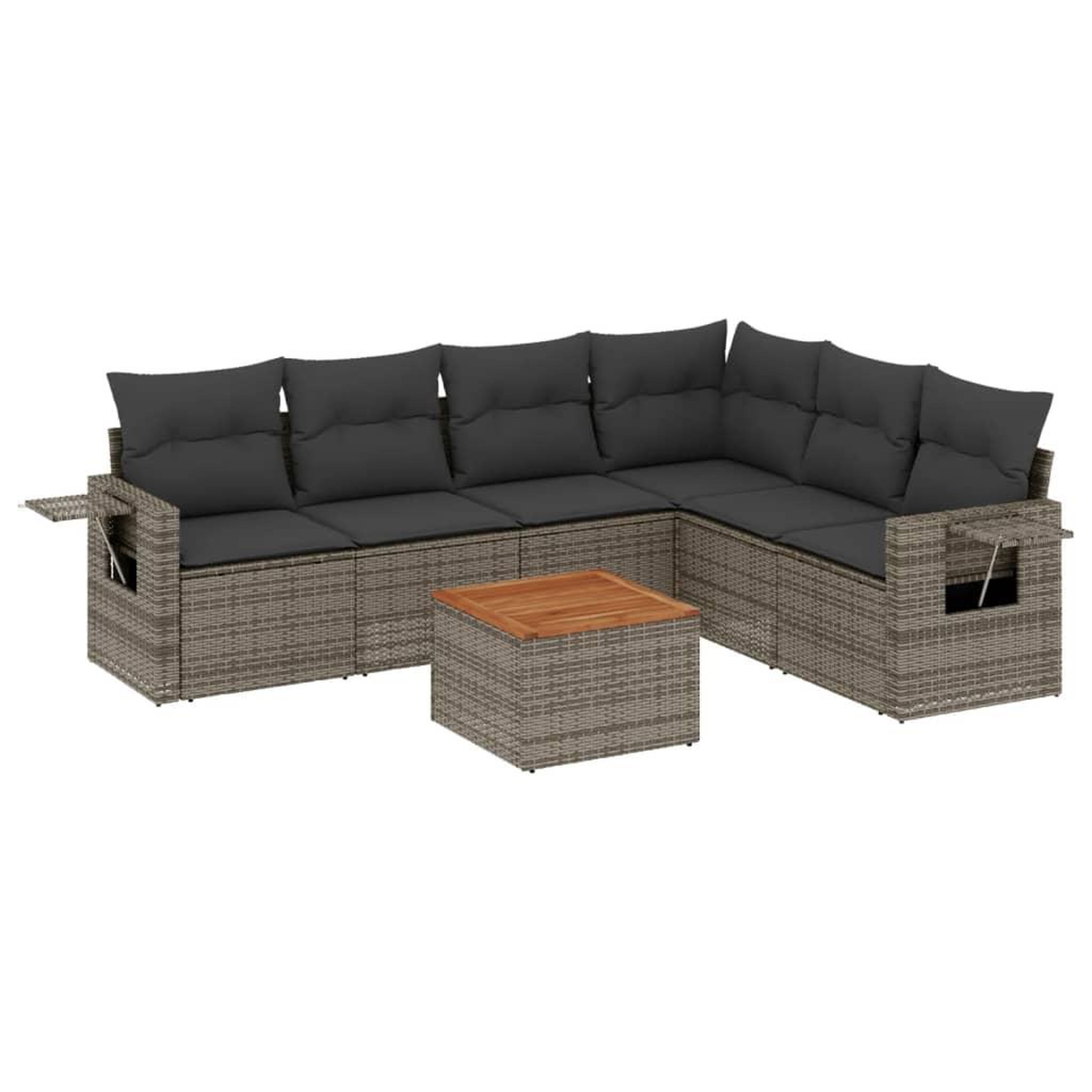 Voir la diapositive 2 : VIDAXL Salon de jardin avec coussins 7 pcs gris resine tressee