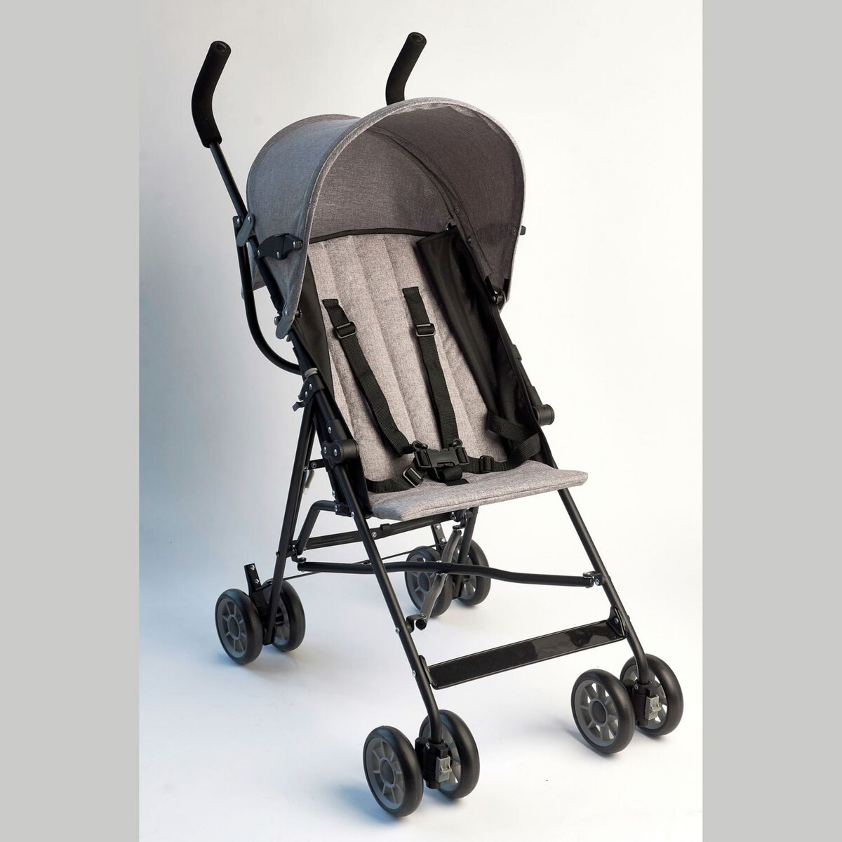 AUCHAN BABY Poussette canne bébé buggy D09 gris chiné pas cher