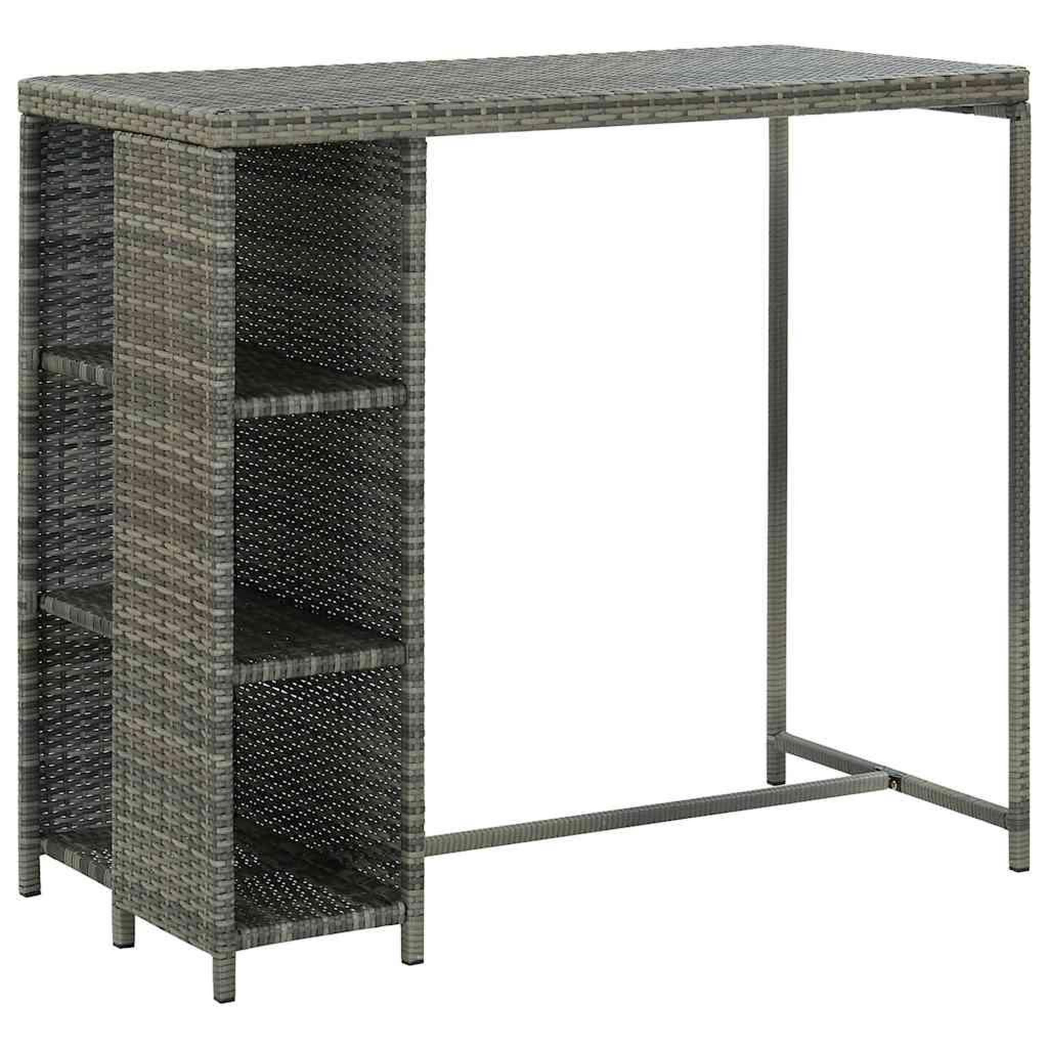 Voir la diapositive 4 : VIDAXL Ensemble de bar de jardin 5 pcs et coussins Resine tressee Gris