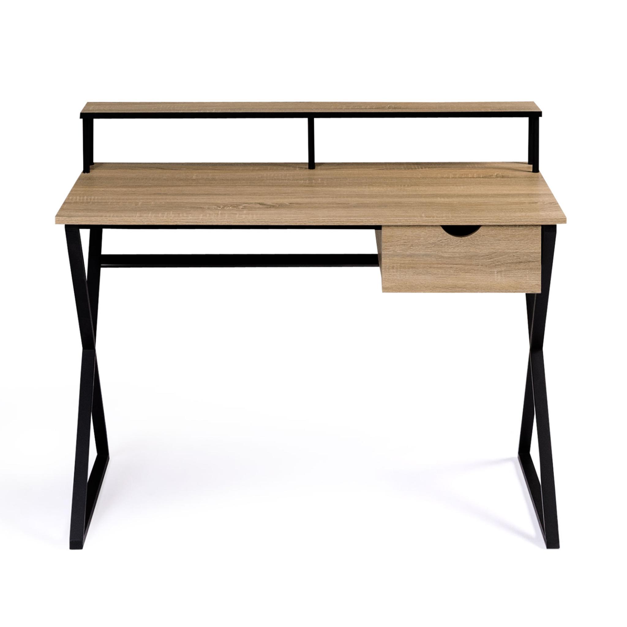 Voir la diapositive 5 : ID MARKET Bureau 1 tiroir enzo pieds croisés design industriel