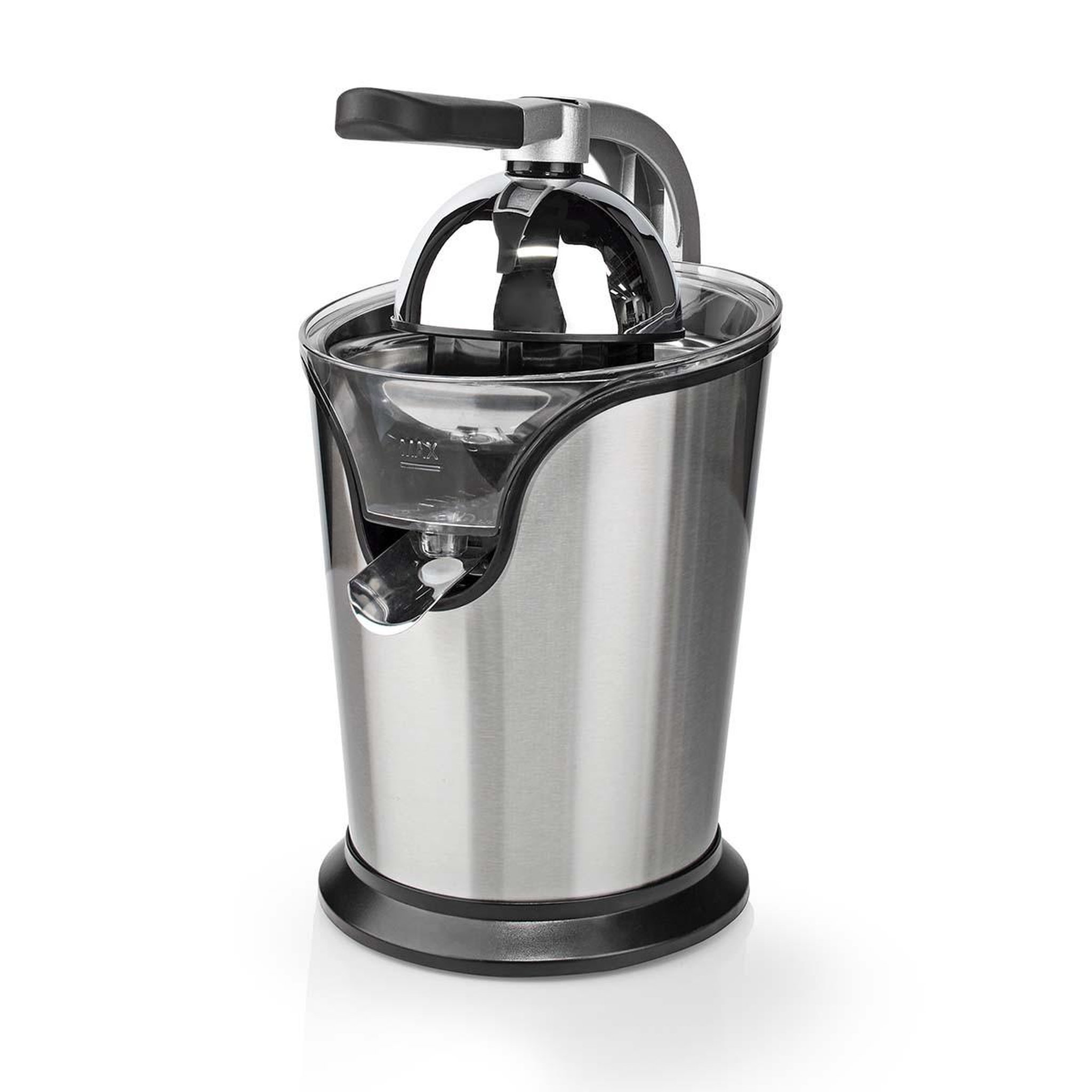 Voir la diapositive 2 : NEDIS Presse-agrumes 100W Inox Silencieux Levier Bec Anti goutte 2 cones Haute Qualité NEDIS