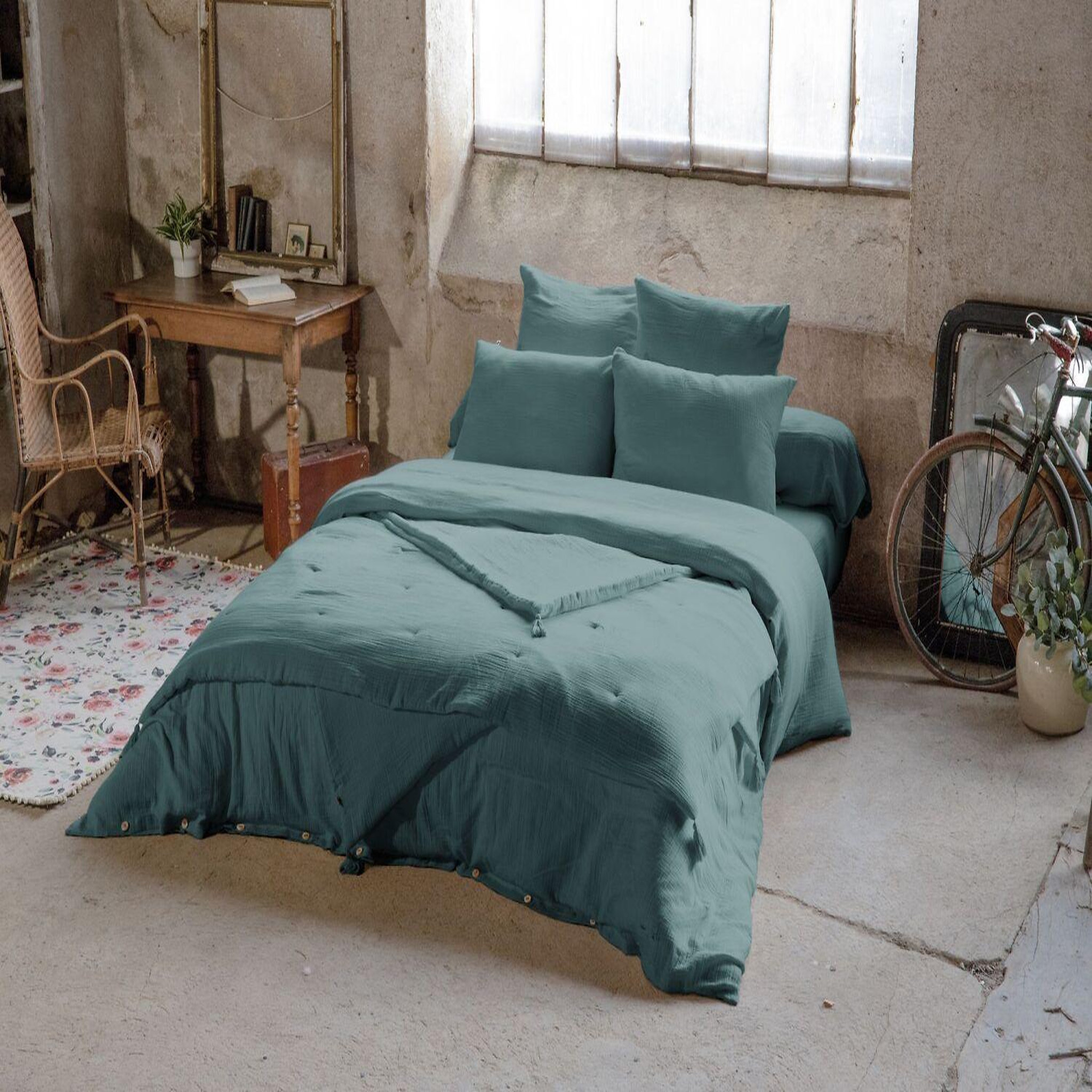 Voir la diapositive 2 : Home collection Taie d'oreiller 100% gaze de coton