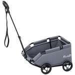 PAWHUT Poussette chien chariot 4 roues pliable avec poignée multidirectionnelle - nombreux équipements - noir gris