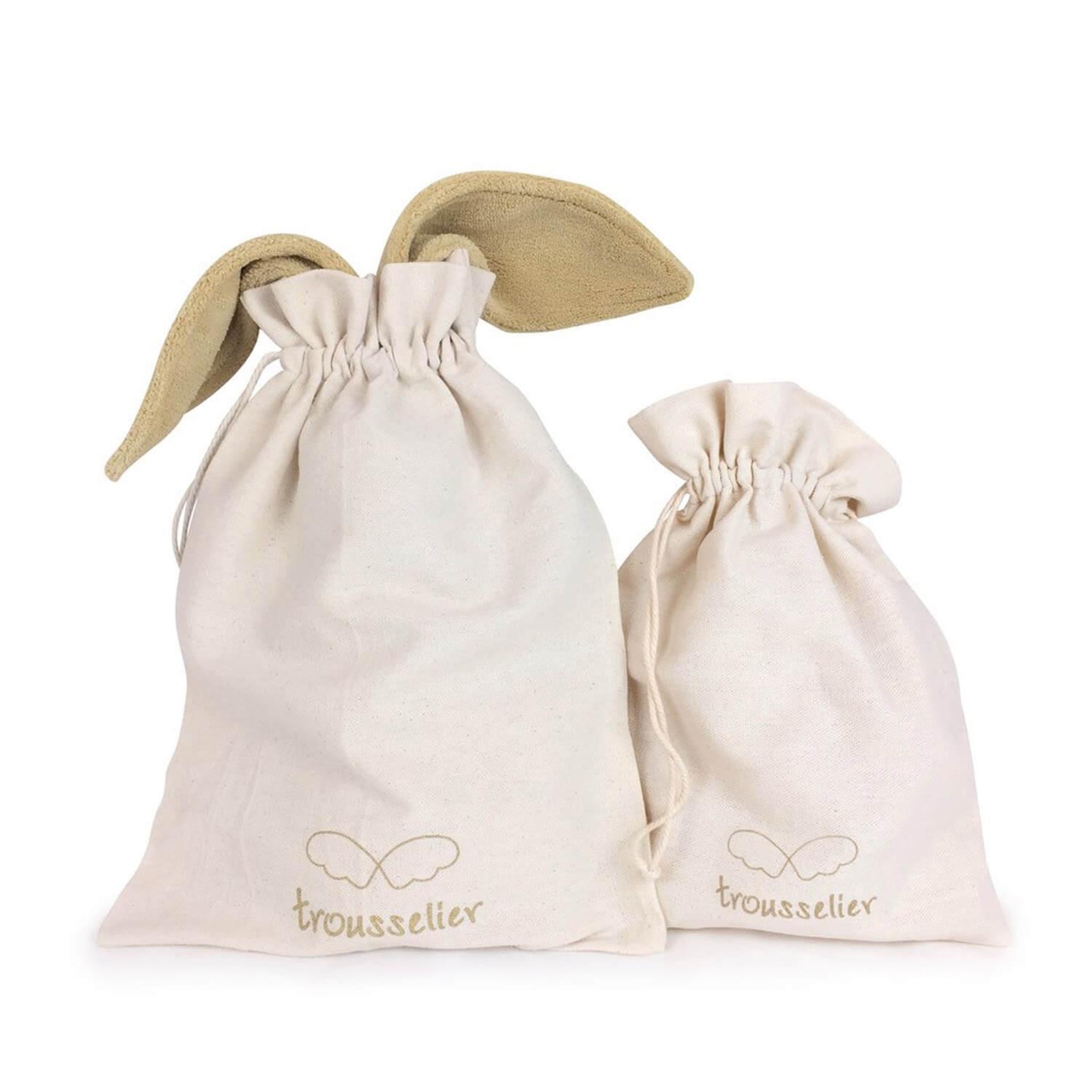 Voir la diapositive 2 : Trousselier Lapin Nid d'Ange Doudou avec Hochet Coton Bio Moutarde 20Cm