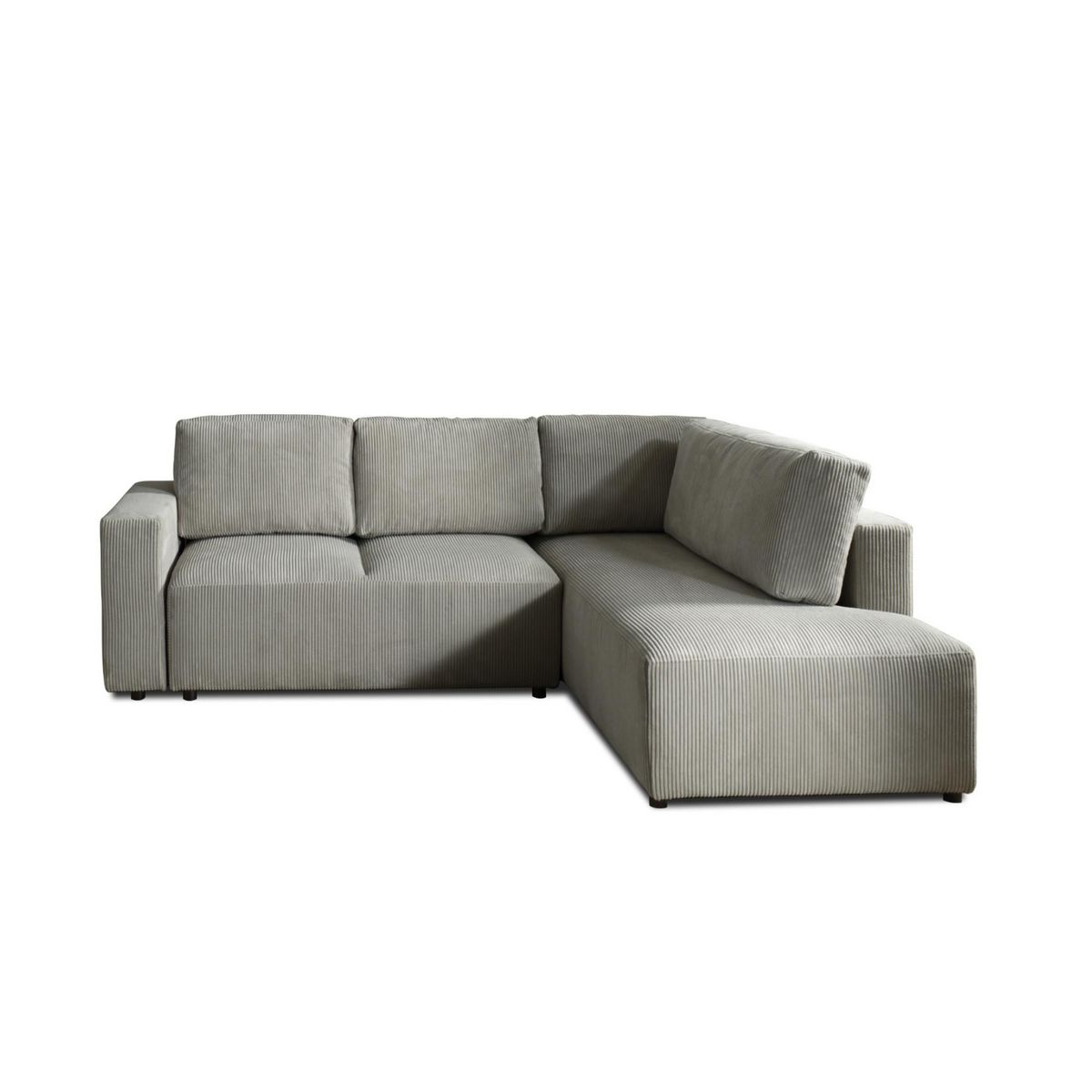 LISA DESIGN Livy - canapé d'angle convertible - avec coffre - en velours côtelé - 5 places - droit