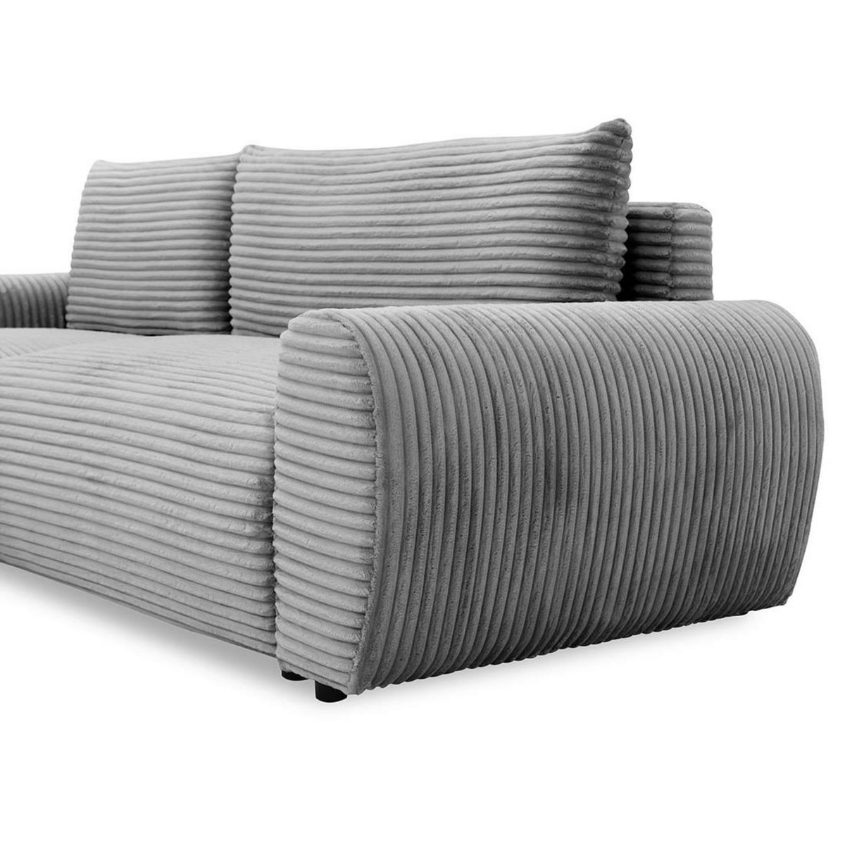 BEST MOBILIER Silvano - canapé d'angle gauche 4 places convertible avec coffre en velours côtelé grosses côtes