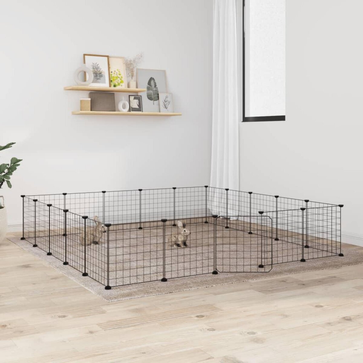 VIDAXL Cage animaux de compagnie a 20 panneaux et porte Noir 35x35 cm