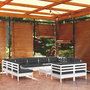 Voir la diapositive 1 : VIDAXL Salon de jardin 12 pcs avec coussins blanc bois de pin solide