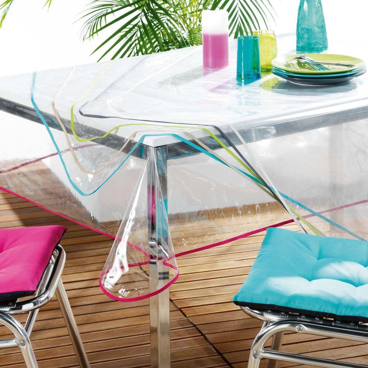 Paris Prix Nappe Cristal  Garden  140x240cm Transparent & Gris