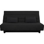 DUNLOPILLO Banquette Clic clac 2 places REVEUR - Tissu noir - Matelas DUNLOPILLO - Couchage 188x128 cm