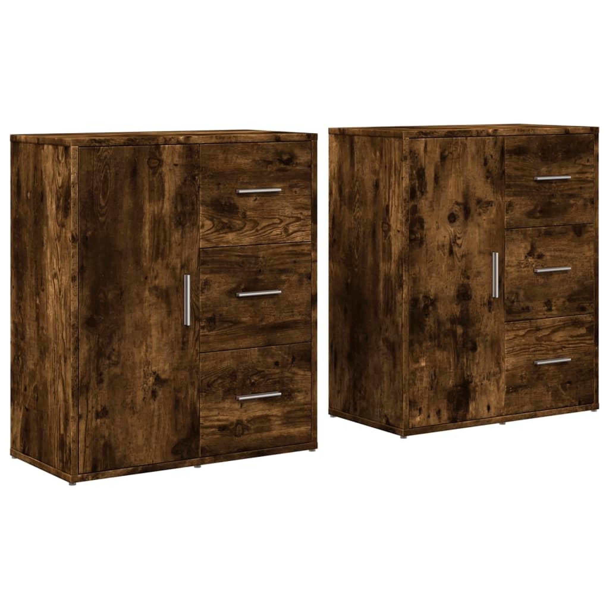 Voir la diapositive 2 : VIDAXL Buffets 2 pcs chene fume 60x31x70 cm bois d'ingenierie