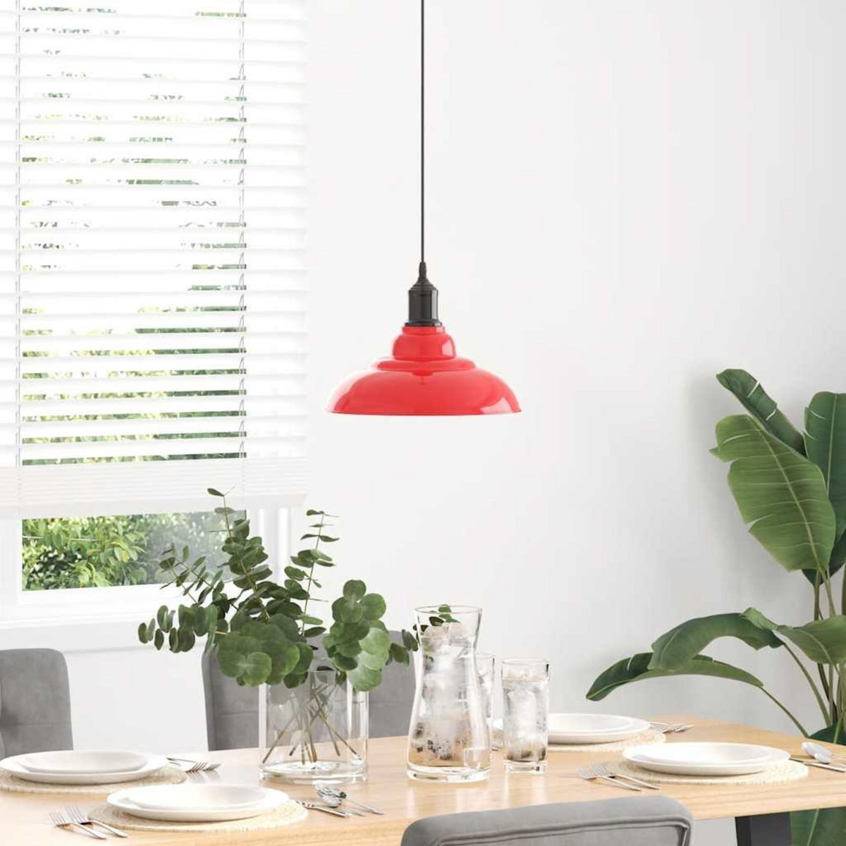 VIDAXL Lampe suspendue reglable hauteur E27 rouge brillant Ø31cm metal