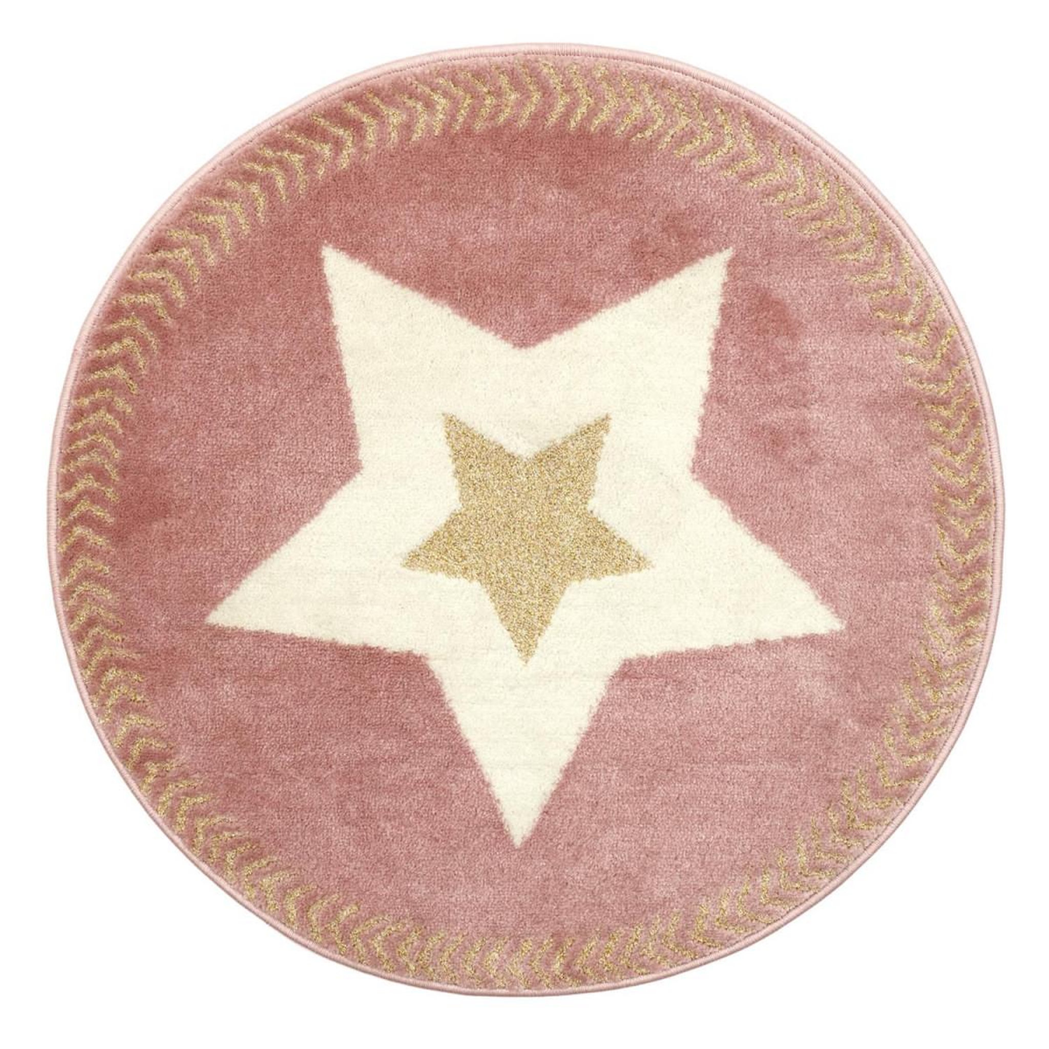 HOME DECO KIDS Tapis rond enfant  étoile métallisée  80cm rose