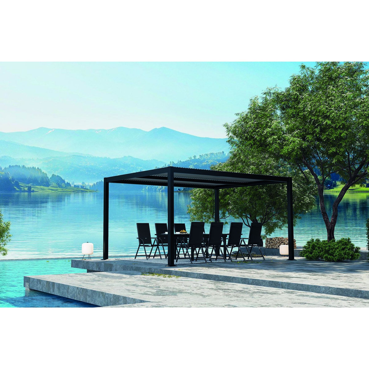 CONCEPT USINE Pergola bioclimatique grise 3x4 m MILOS