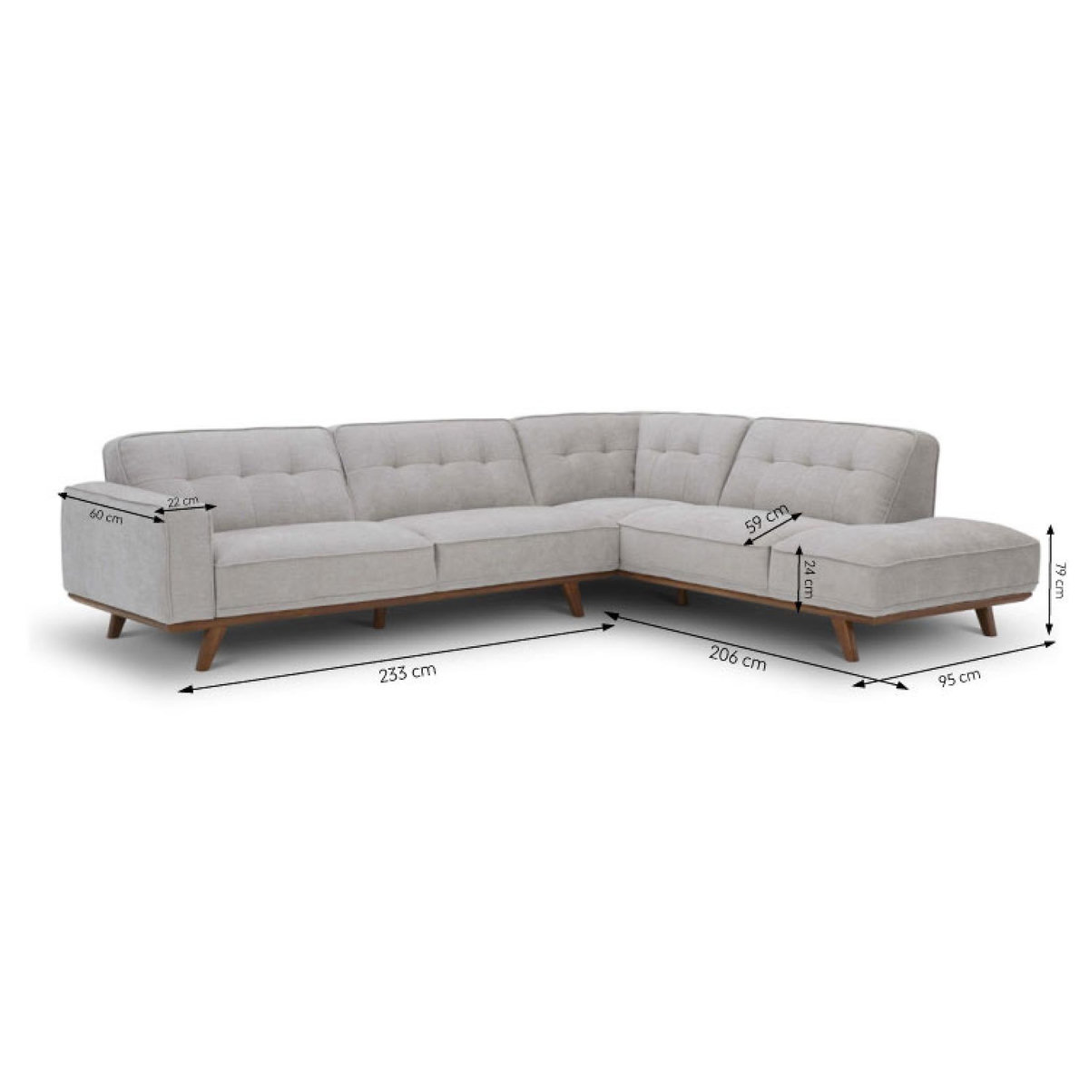 CONCEPT USINE Canapé angle design en tissu gris 5-6 places YORK