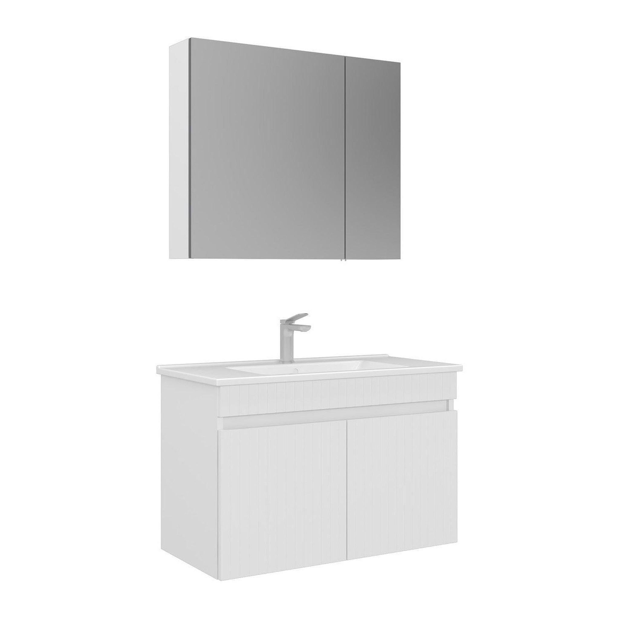 Habitat et Jardin Meuble avec simple vasque et miroir  tivoli 85  - 85 x 45 x 57 cm - matte white