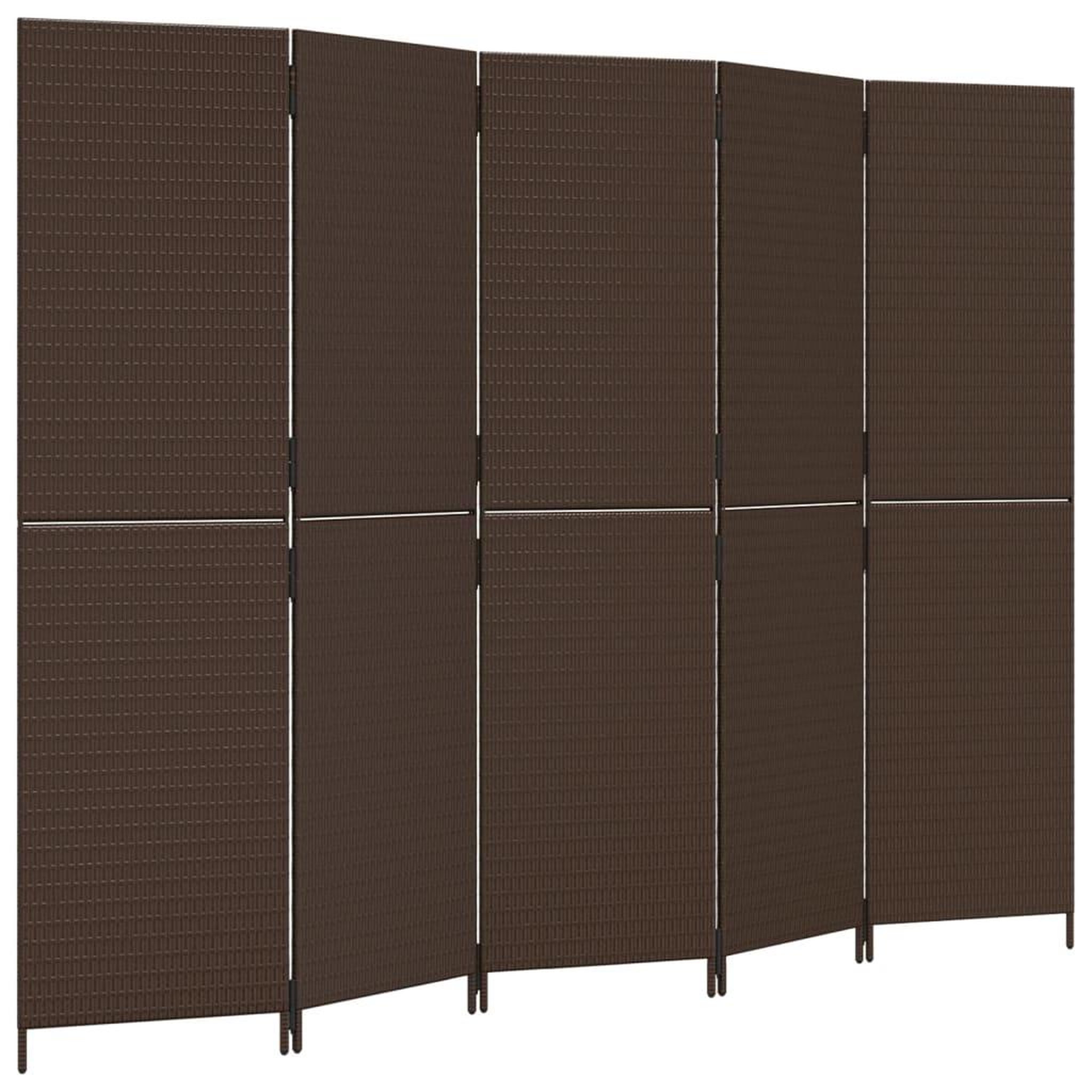 Voir la diapositive 2 : VIDAXL Cloison de separation 5 panneaux marron resine tressee