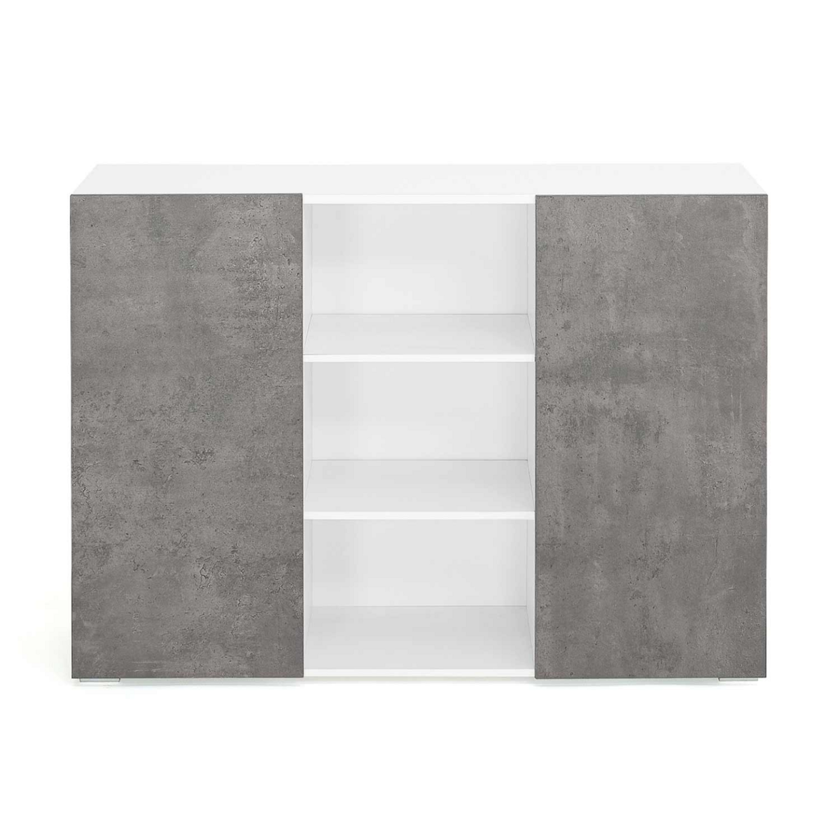 ID MARKET Buffet 110 cm ELI 2 portes blanc et effet béton