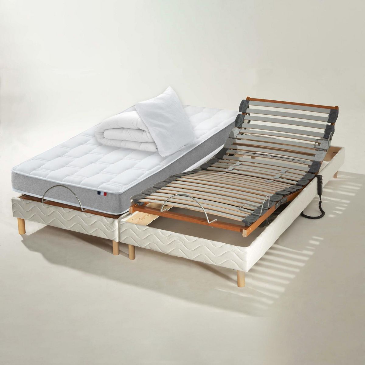 IDLITERIE Ensemble relaxation mémoire de forme + couette + oreillers + sommier - FABRICATION France