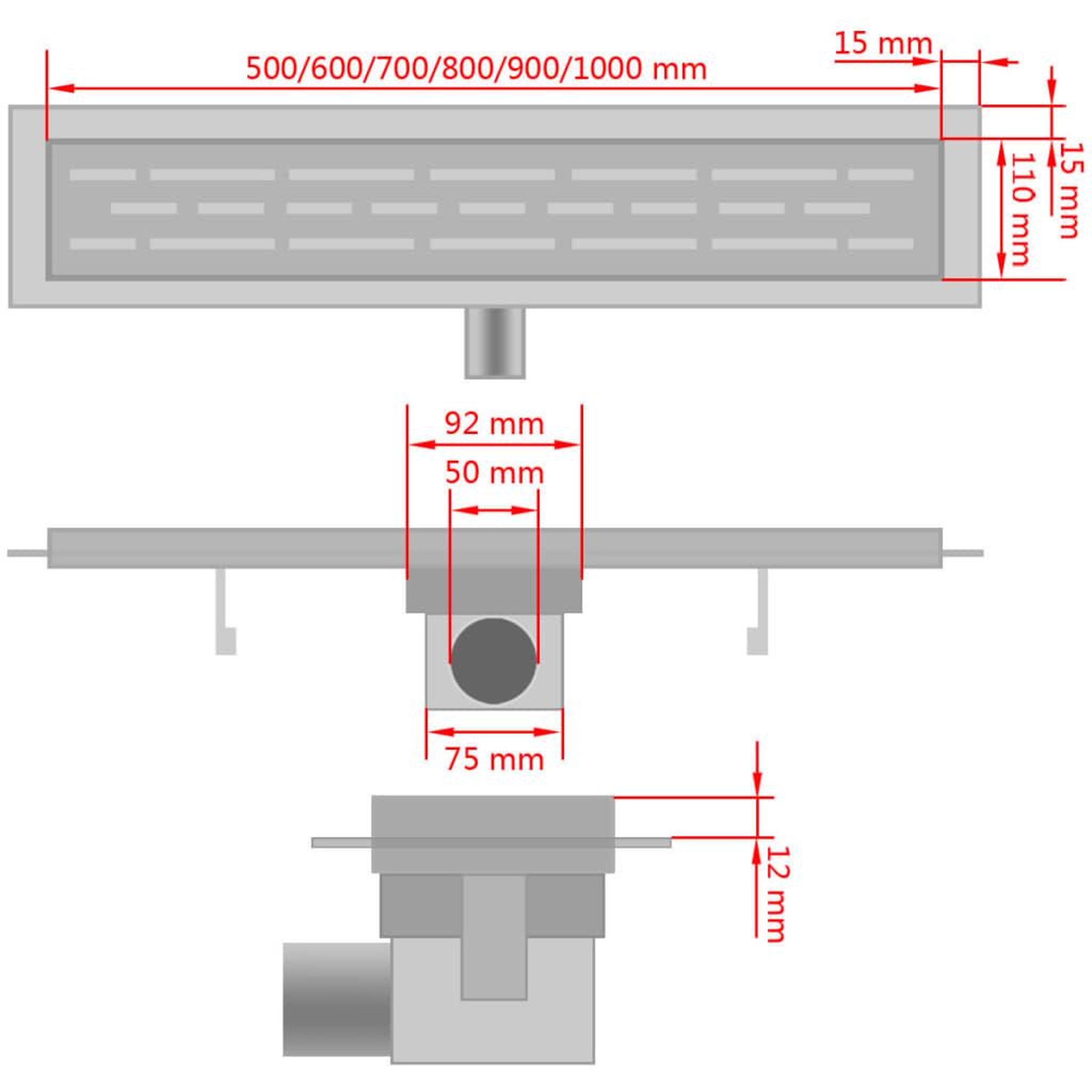 Voir la diapositive 6 : VIDAXL Drain de douche lineaire 930x140 mm acier inoxydable