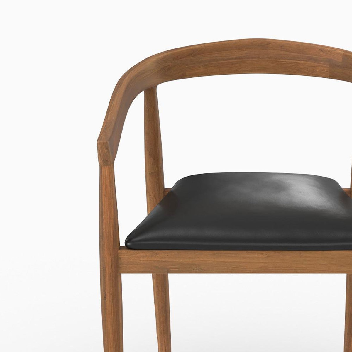 Rendez vous déco Lot de 2 chaises en bois de teck vernis et assise en cuir noir-Bali