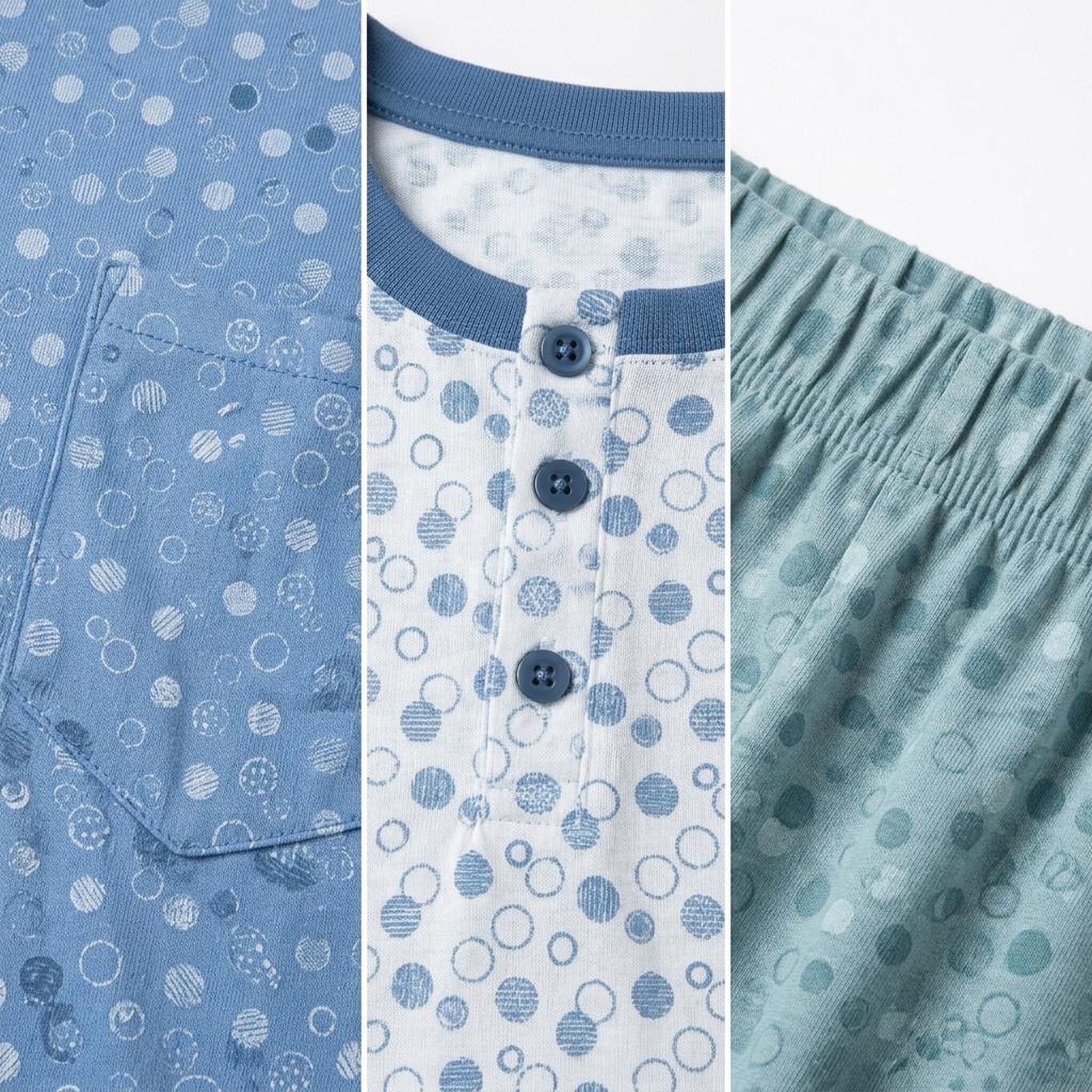 Voir la diapositive 3 : OZABI OZABI Pack 3 Pyjamas Courts Homme Coton Majoritaire, Col Bouton