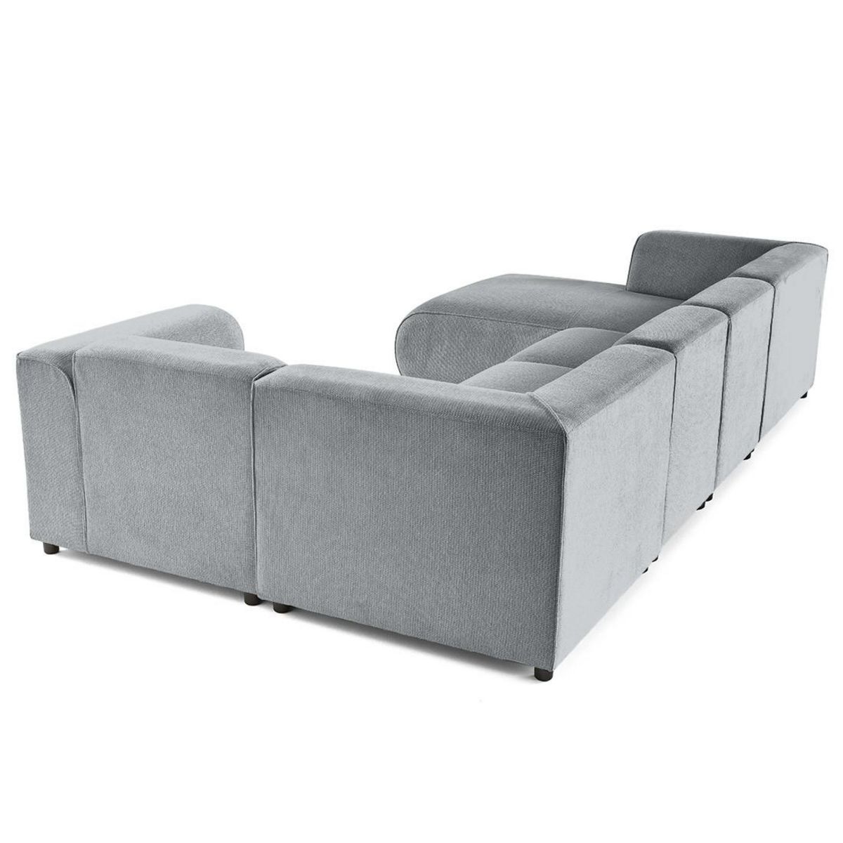 LISA DESIGN Suaro - canapé modulable panoramique d'angle droit 7 places en tissu texturé