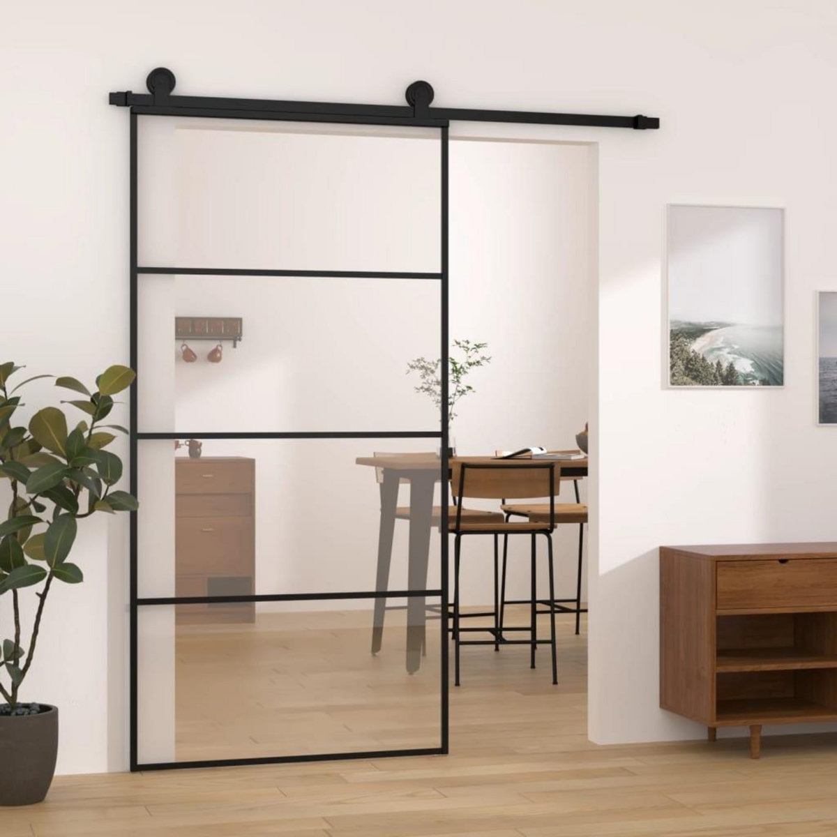 VIDAXL Porte coulissante et kit de quincaillerie 102,5x205cm Verre ESG
