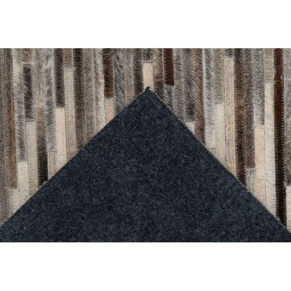 Paris Prix Tapis Fait Main à Poils Courts  Ravi  Crème & Noir