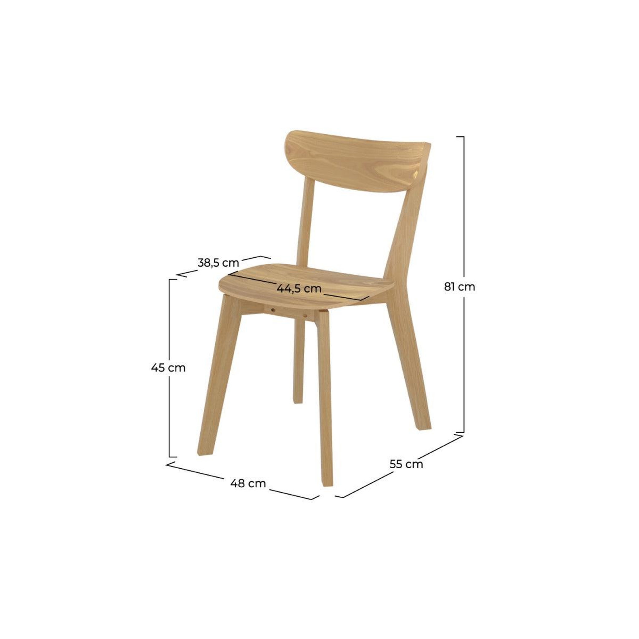 Voir la diapositive 4 : MAISON PAVANE Lot de 2 chaises en bois clair-Tabata