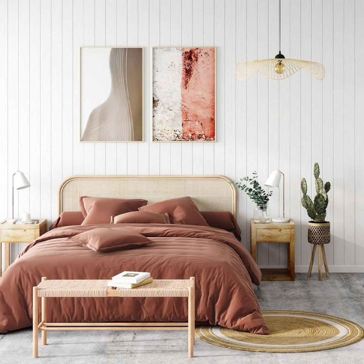 Rendez vous déco Tête de lit 140 cm en rotin naturel - Grace