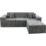 Voir la diapositive 1 : Habitat et Jardin Canapé droit modulable avec ottoman en tissu texturé  Lusso  - 4 places - Gris