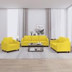 VIDAXL Ensemble de canapes 3 pcs avec coussins Jaune clair Tissu