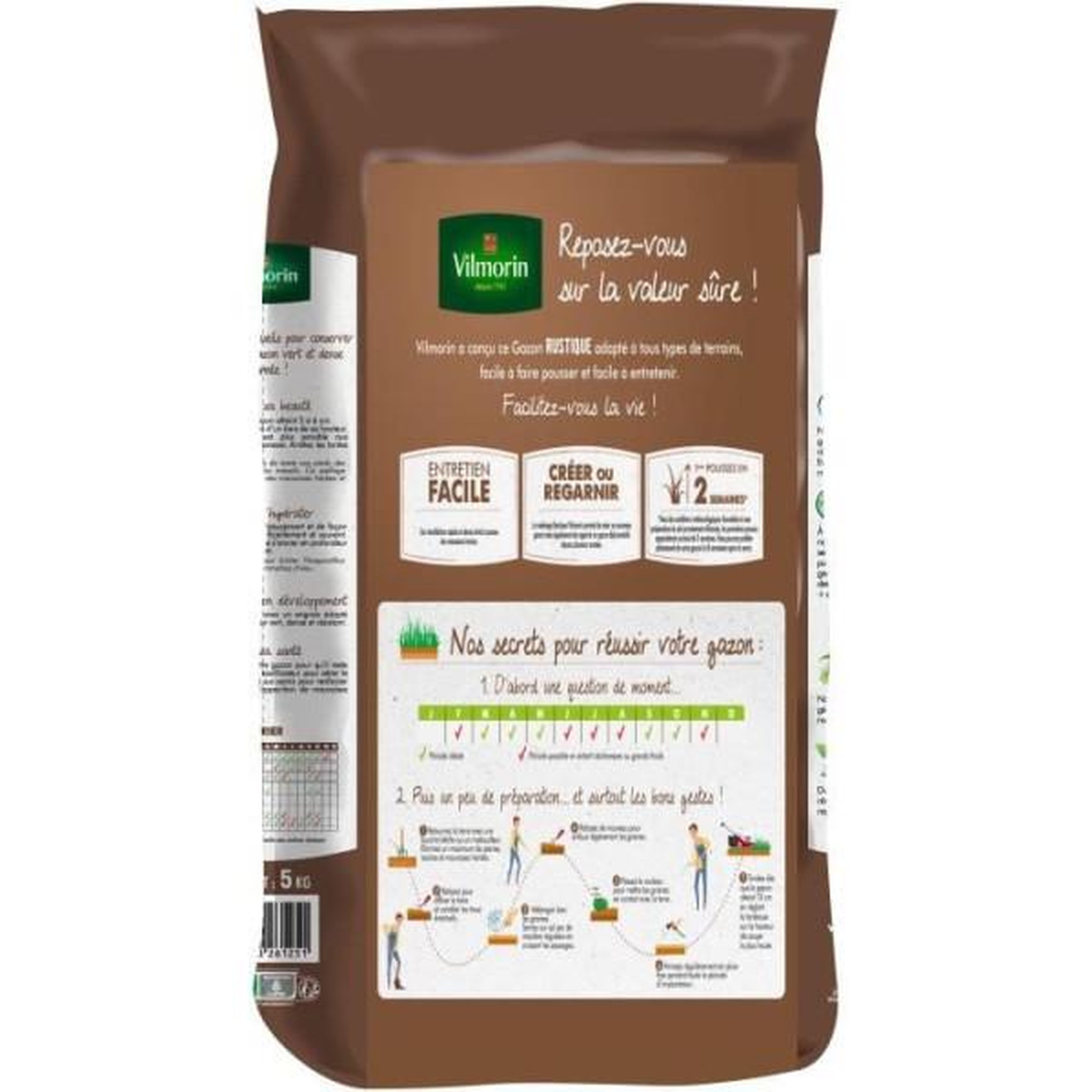 Voir la diapositive 2 : VILMORIN Semences de gazon vilmorin - rustique sac de 5kg - pérenne, dense, robuste et esthétique
