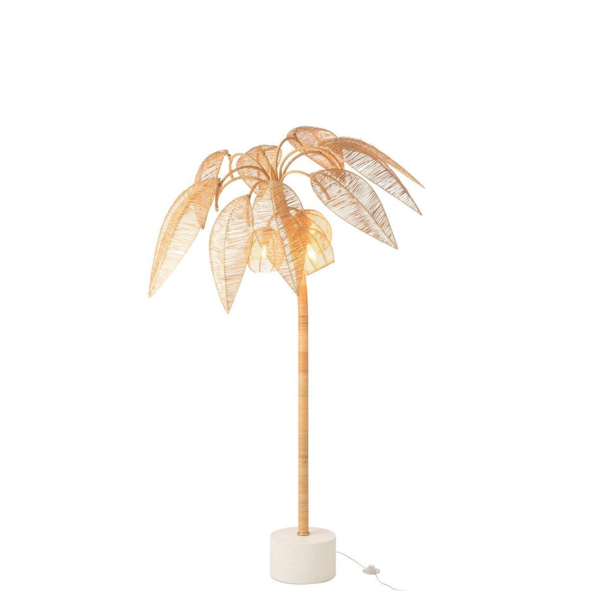 Voir la diapositive 2 : J-LINE Lampadaire cocotier en rotin  canne à sucre  150cm naturel