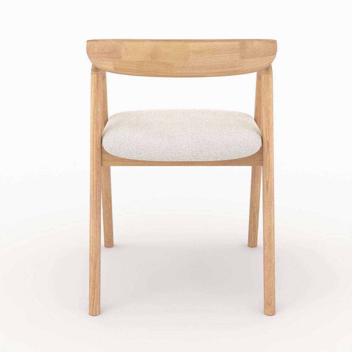 Rendez vous déco Chaise en bois d'hévéa foncé et tissu bouclé crème - Hawa