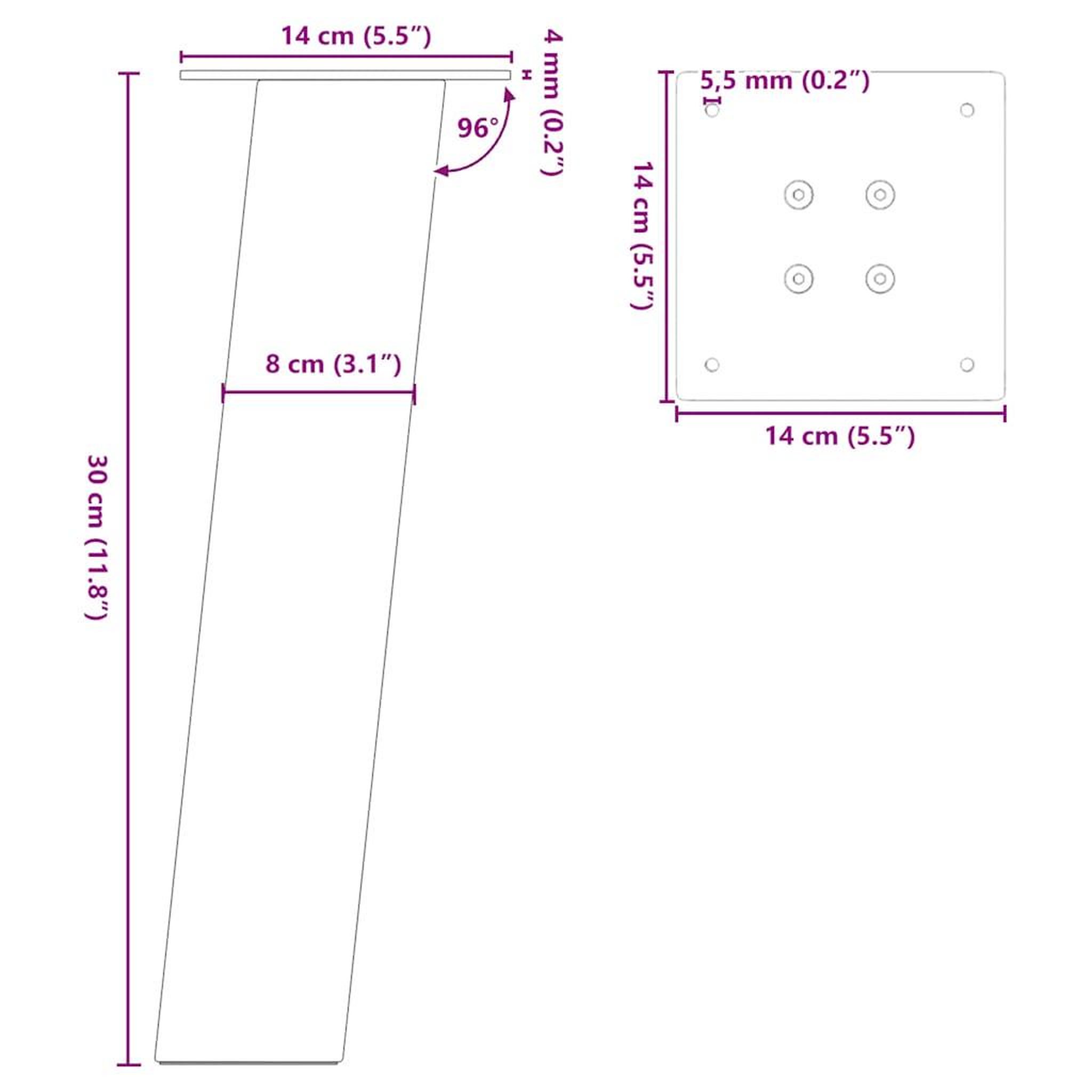 Voir la diapositive 6 : VIDAXL Pieds de table basse 4 pcs anthracite 30 cm acier