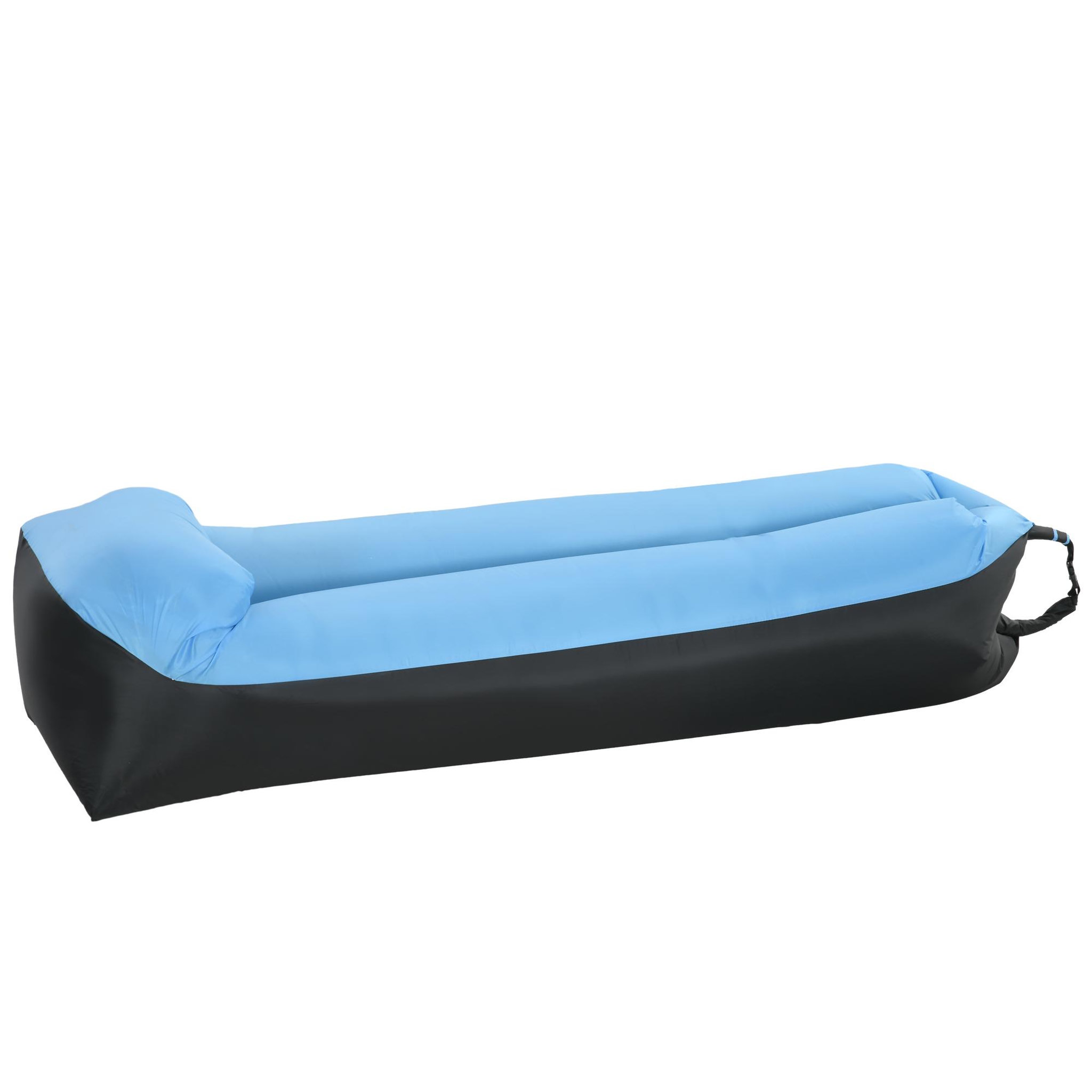 Voir la diapositive 1 : OUTSUNNY Hamac gonflable transat gonflable pliable en sac avec bandoulière double couche PE nylon bicolore bleu noir