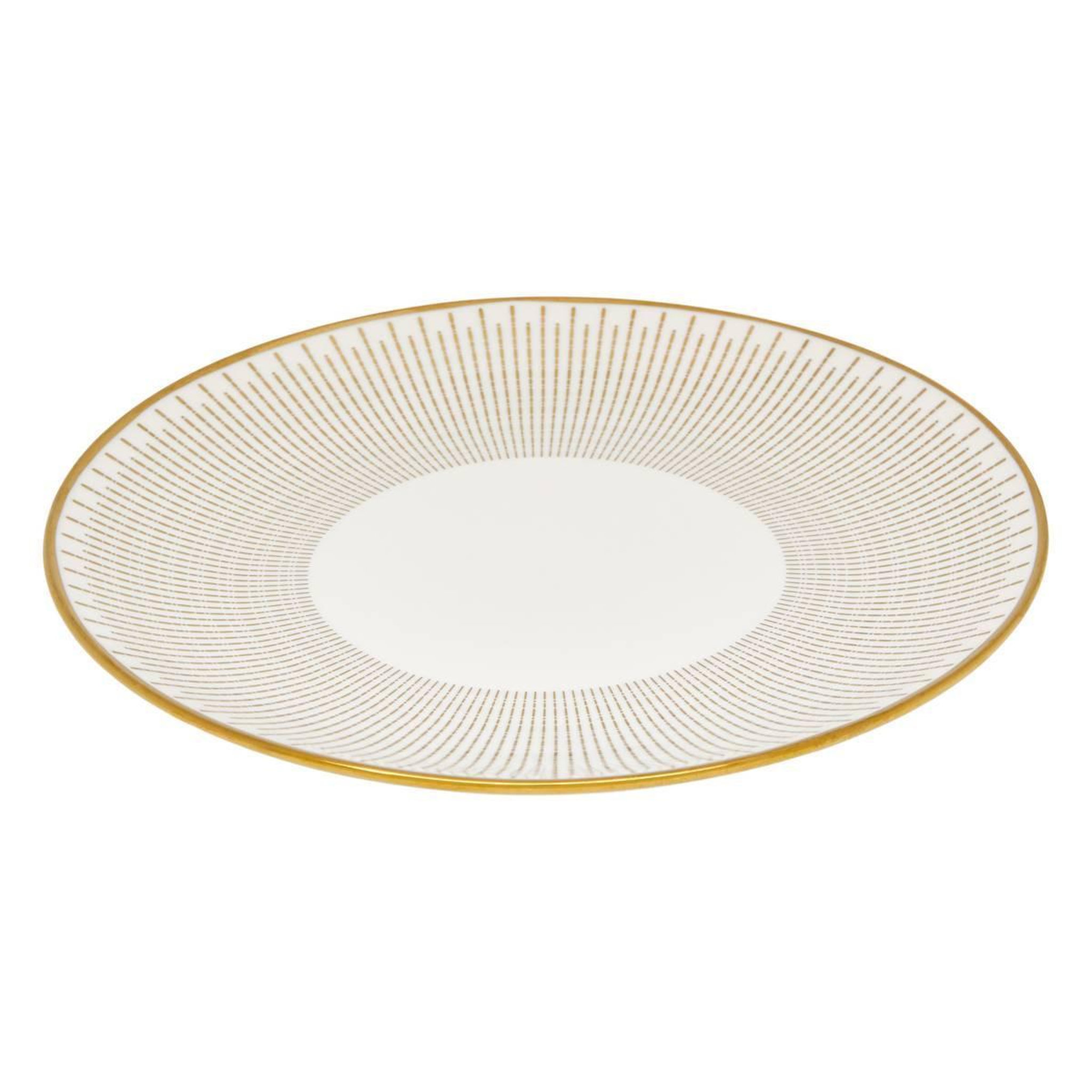 Voir la diapositive 2 : SECRET DE GOURMET Lot de 6 assiettes à dessert porcelaine  lunis  19cm doré