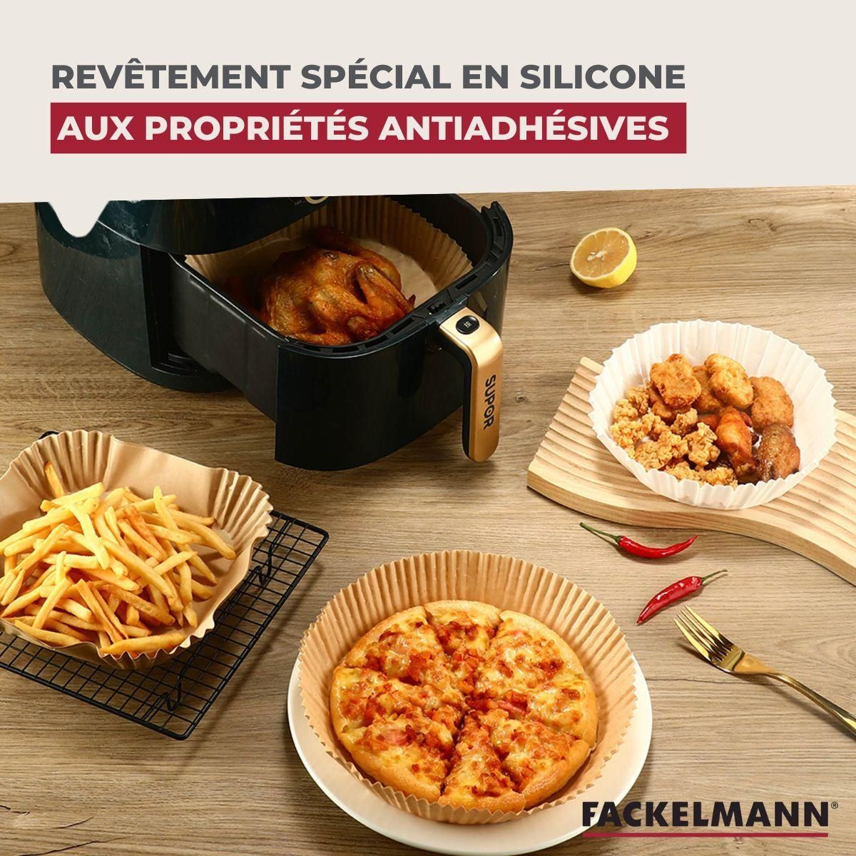 Fackelmann 50 Moules en papier antiadhésif pour friteuse air fryer sans huile ronds 16 cm Fackelmann