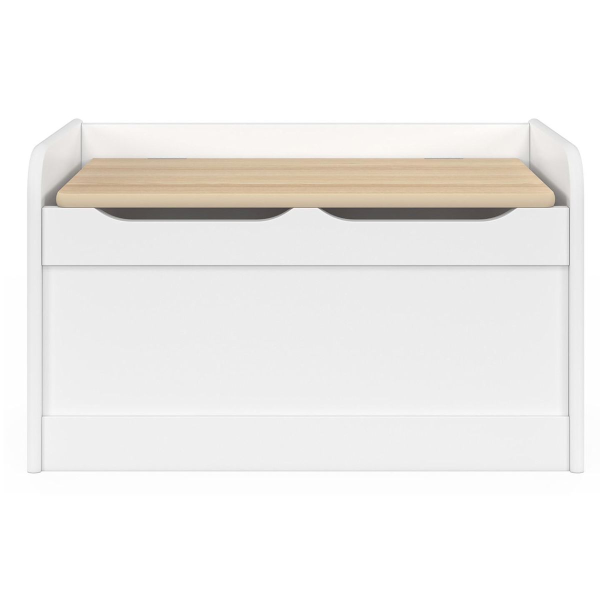 ID MARKET Banc coffre de rangement enfant LOGAN 60 cm en bois blanc et hêtre