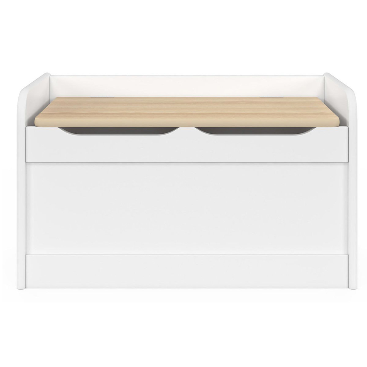 ID MARKET Banc coffre de rangement enfant LOGAN 60 cm en bois blanc et hêtre